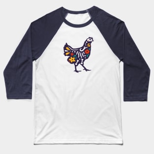 Colorful Day of the Dead Chicken | Dia de los Muertos Animals Baseball T-Shirt